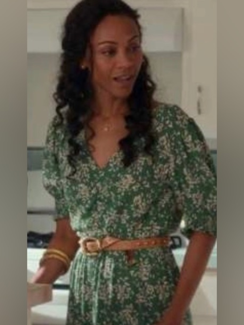 Max Studio Green Floral Maxi Dress with Purple and White Accents